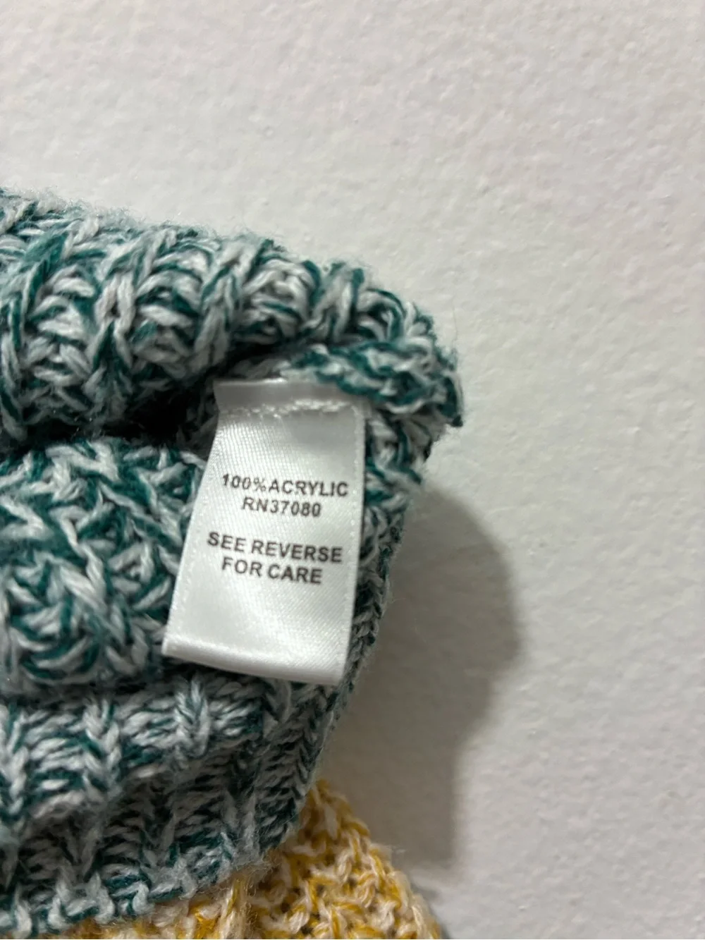 Striped V-Neck Sweater in Rust, Teal & Mustard - Picture 6 of 6